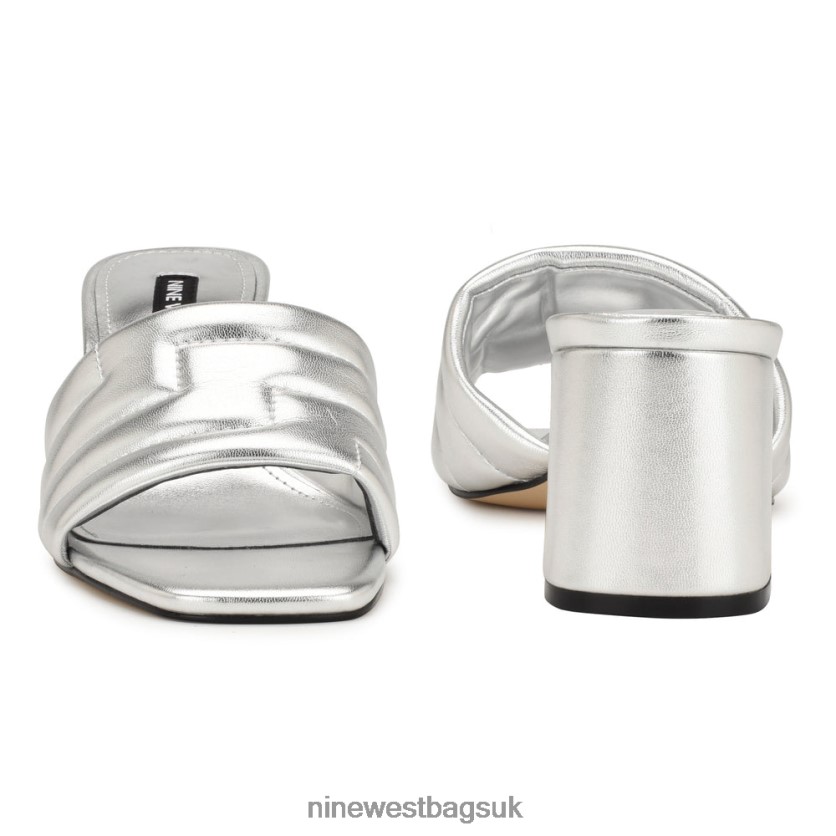 Nine West Glenra Heeled Slide Sandals RFX40B244 - Nine West Bags UK Silver