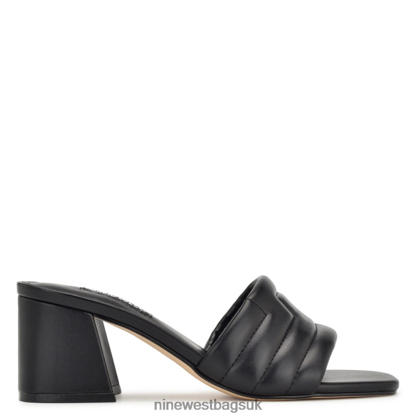 Nine West Glenra Heeled Slide Sandals RFX40B247 - Nine West UK Sale Black