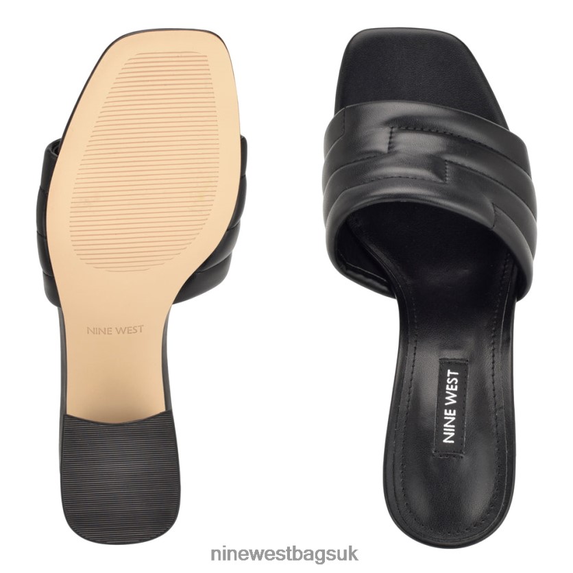 Nine West Glenra Heeled Slide Sandals RFX40B247 - Nine West UK Sale Black