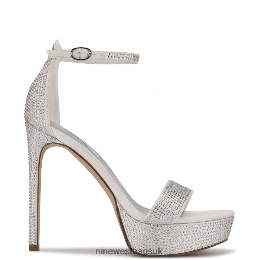 Nine West Goout Platform Sandals RFX40B1999 - Nine West UK Sale White Satin