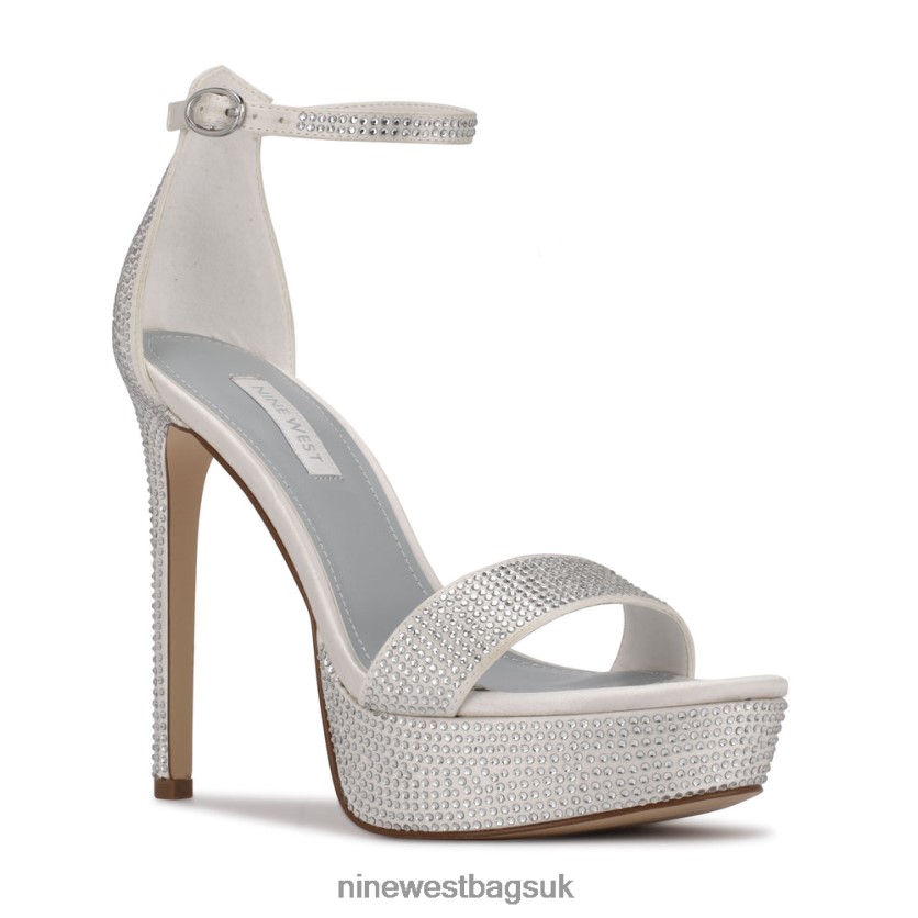 Nine West Goout Platform Sandals RFX40B1999 - Nine West UK Sale White Satin