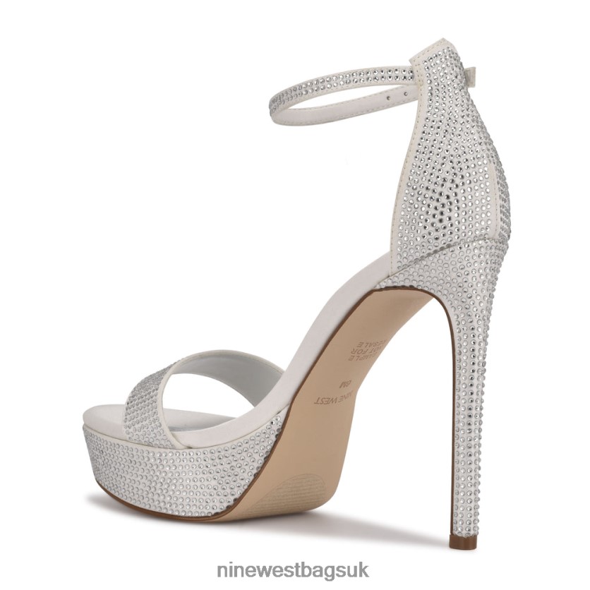Nine West Goout Platform Sandals RFX40B1999 - Nine West UK Sale White Satin