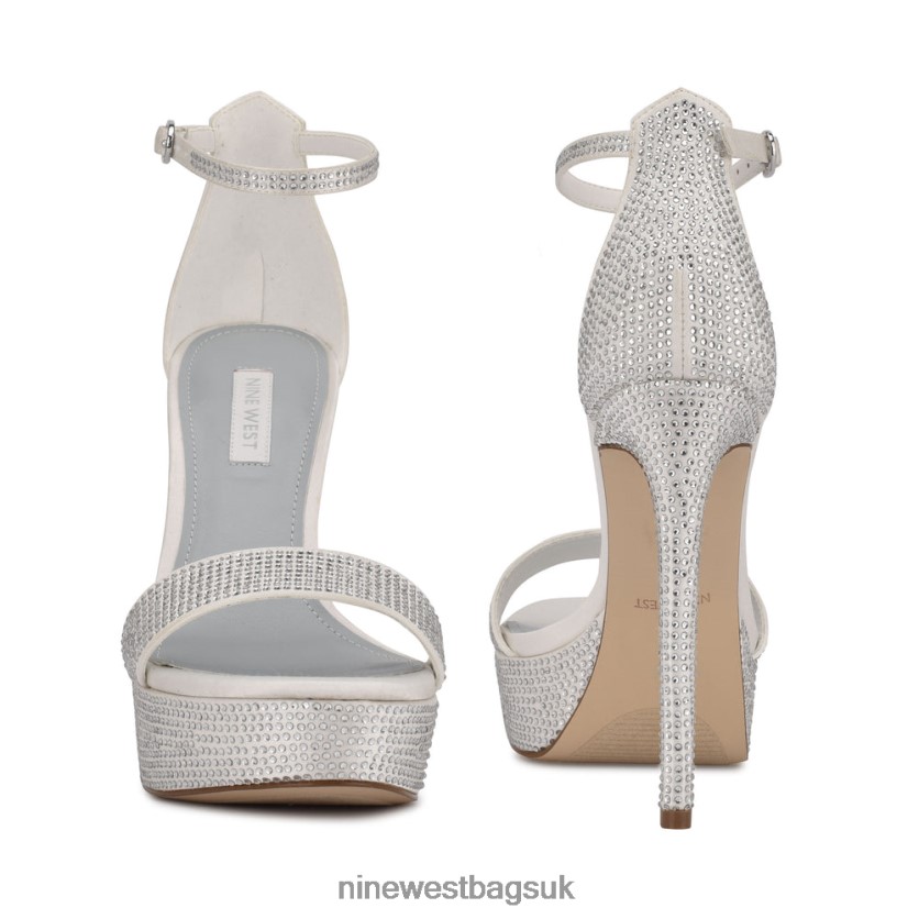 Nine West Goout Platform Sandals RFX40B1999 - Nine West UK Sale White Satin
