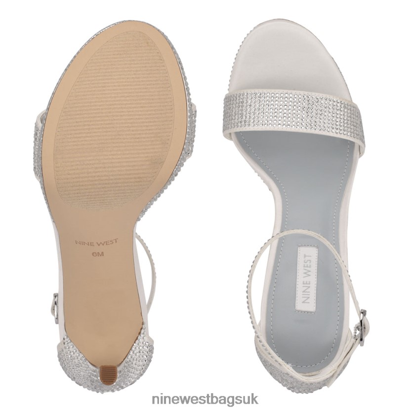 Nine West Goout Platform Sandals RFX40B1999 - Nine West UK Sale White Satin