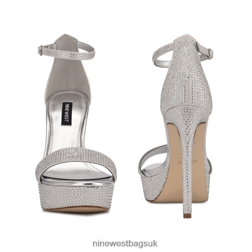 Nine West Goout Platform Sandals RFX40B2000 - Nine West Bags UK Silver Shimmer Suede