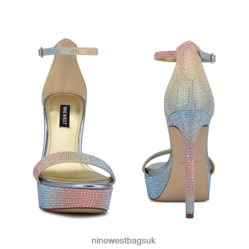 Nine West Goout Platform Sandals RFX40B2001 - Nine West UK Rainbow Multi Shimmer Suede