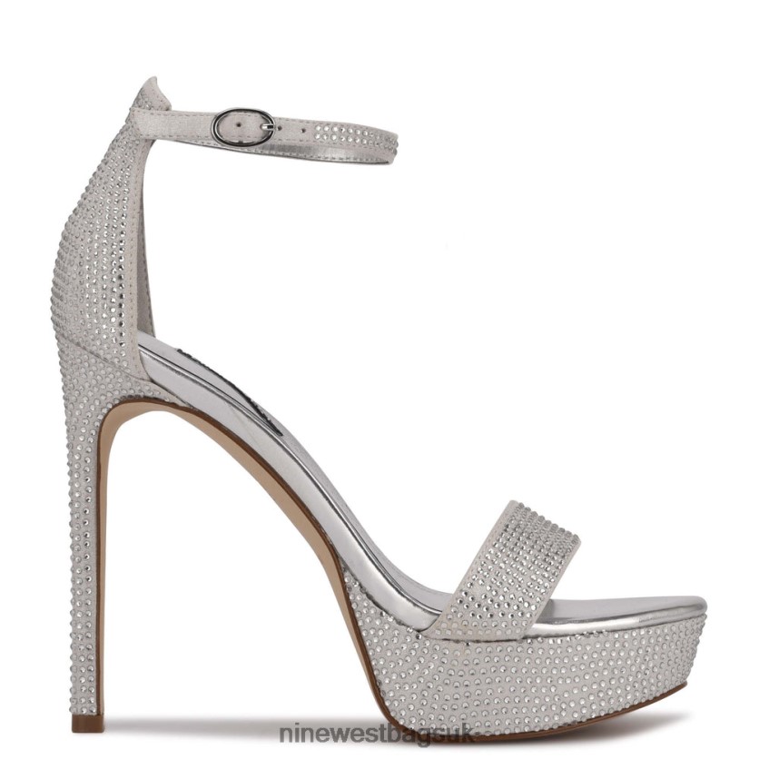 Nine West Goout Platform Sandals RFX40B588 - Nine West Bags UK Silver Shimmer Suede