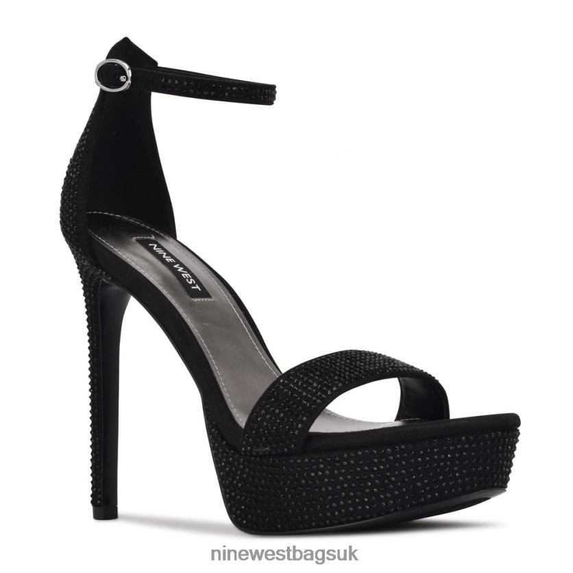 Nine West Goout Platform Sandals RFX40B590 - Nine West Sandals UK Black Shimmer Suede