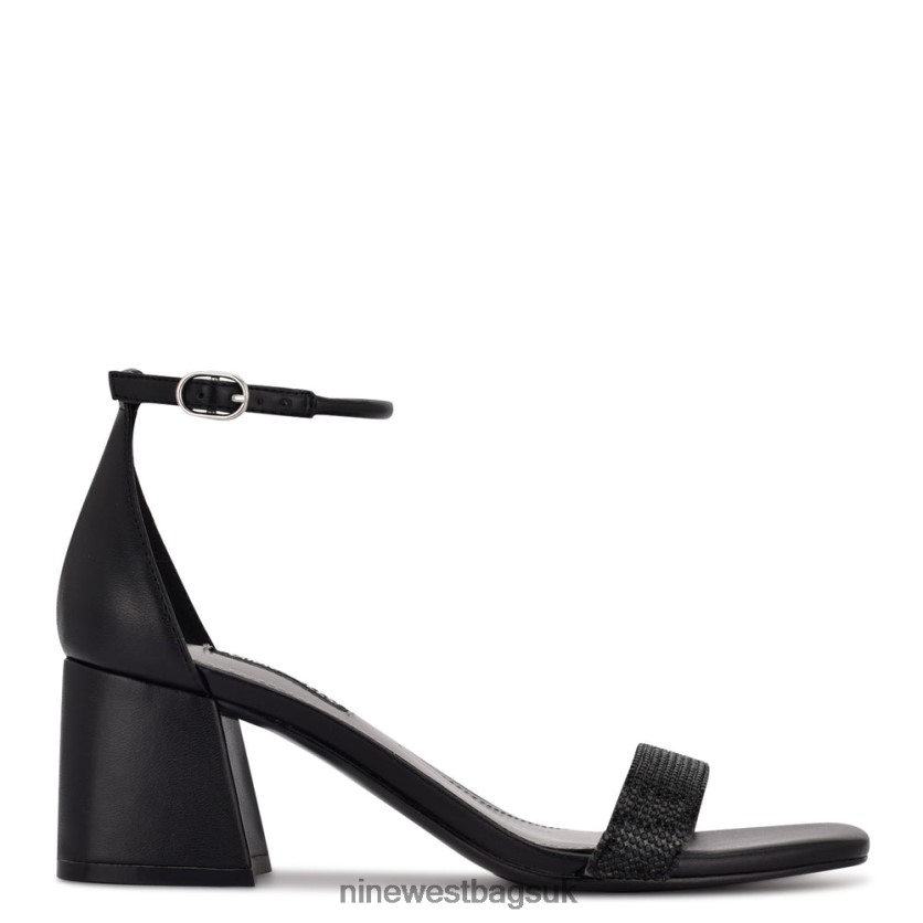 Nine West Gretal Ankle Strap Block Heel Sandals RFX40B495 - Nine West UK Sale Black Diamond