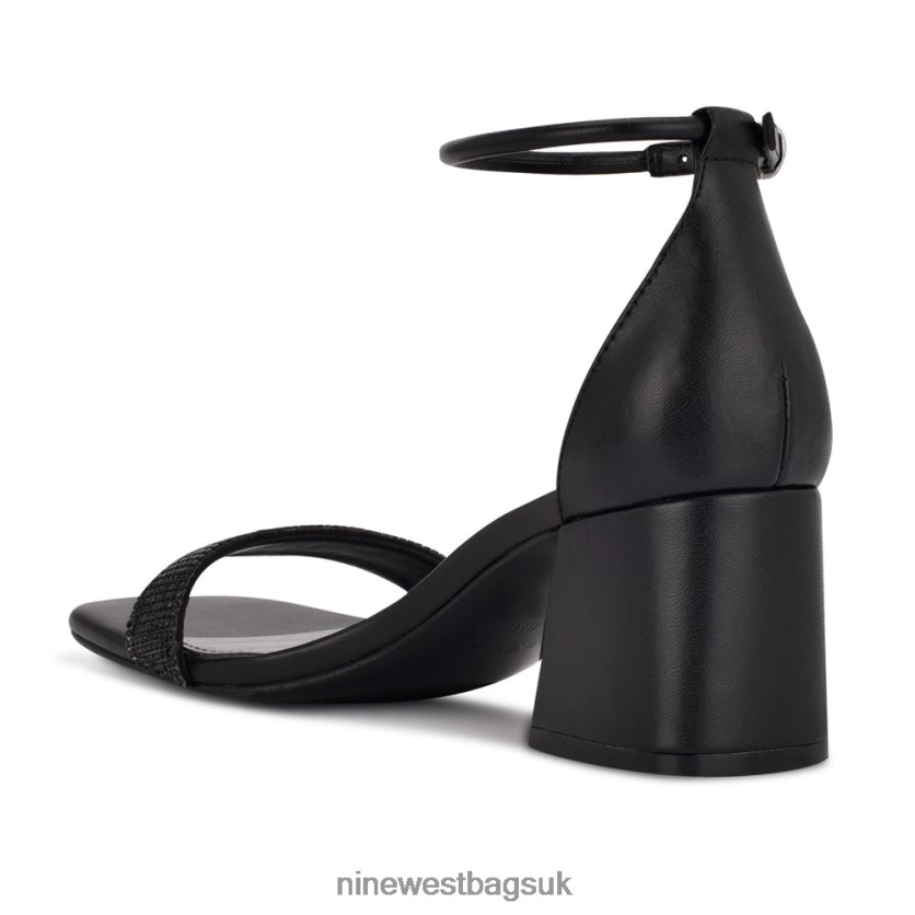 Nine West Gretal Ankle Strap Block Heel Sandals RFX40B495 - Nine West UK Sale Black Diamond