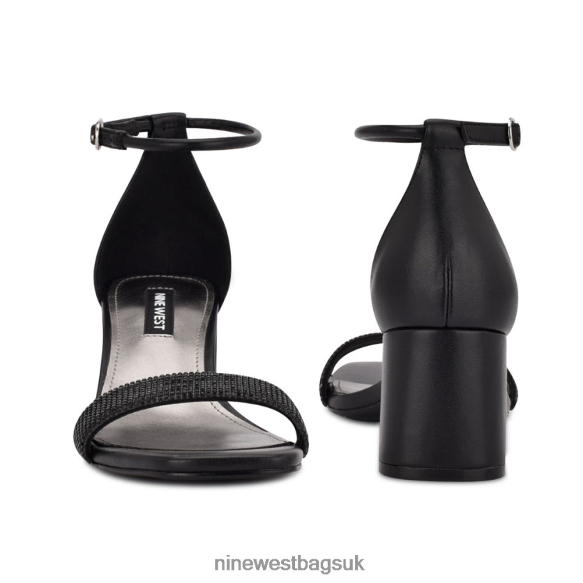 Nine West Gretal Ankle Strap Block Heel Sandals RFX40B495 - Nine West UK Sale Black Diamond