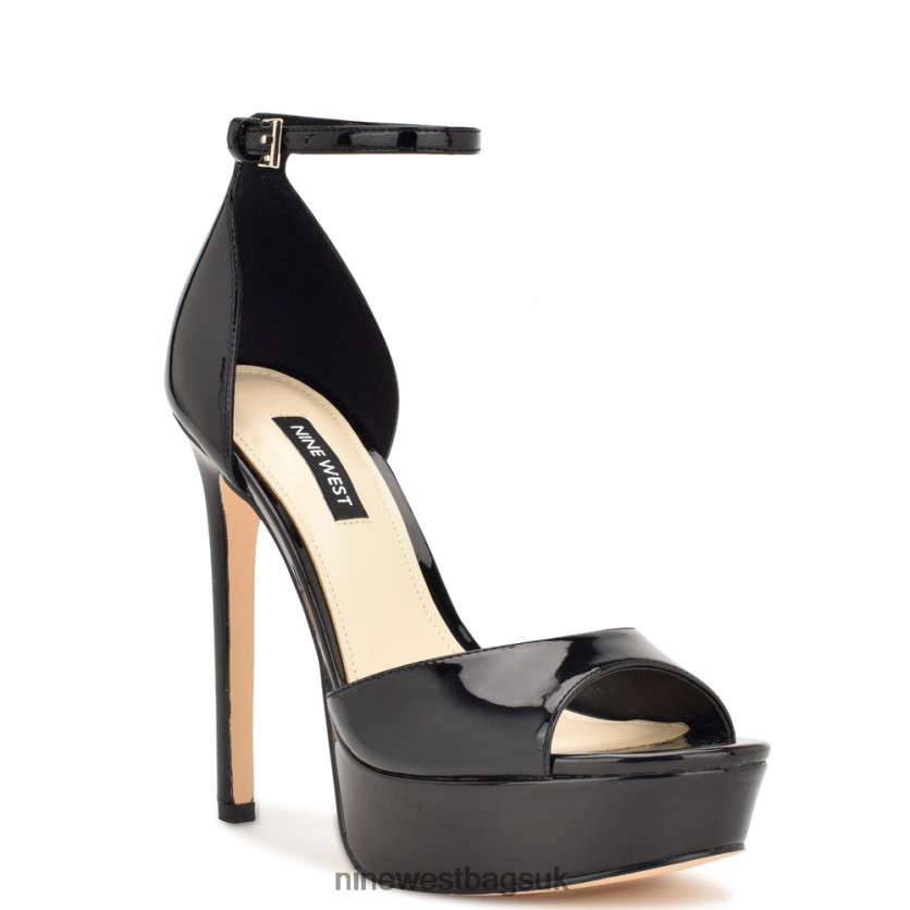 Nine West Grilo Ankle Strap Platform Sandals RFX40B189 - Nine West UK Black Patent