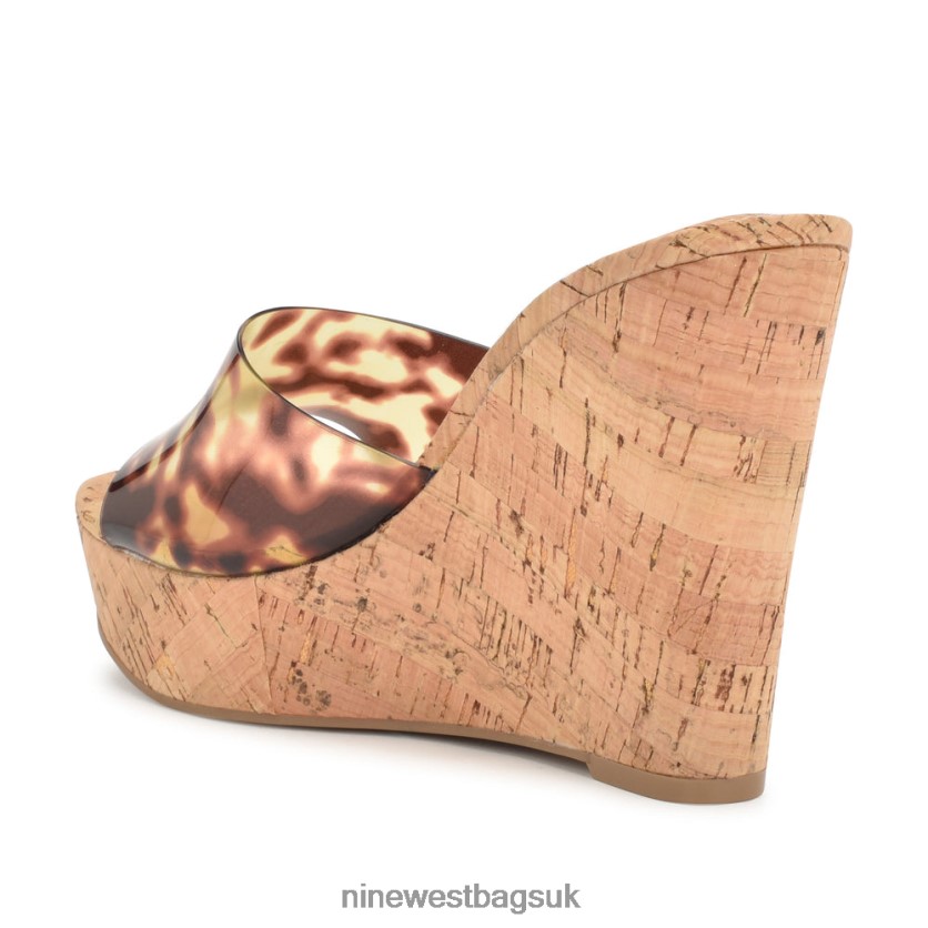 Nine West Herden Wedge Slide Sandals RFX40B194 - Nine West Sandals UK Tortoise
