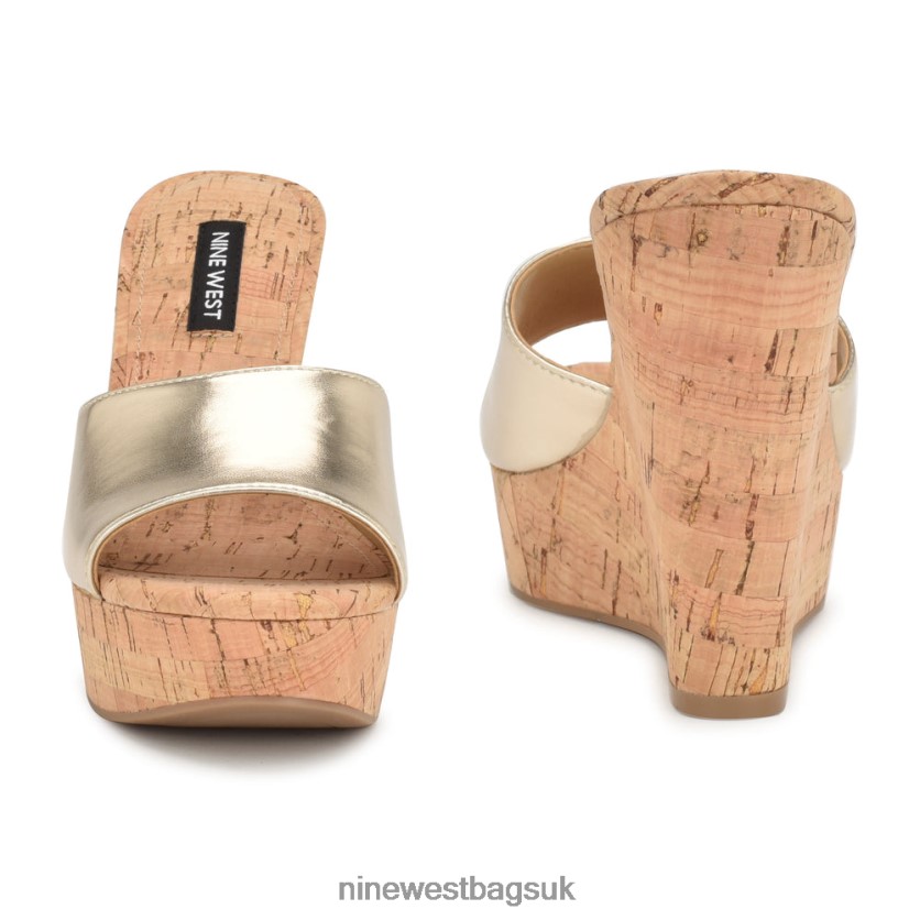 Nine West Herden Wedge Slide Sandals RFX40B195 - Nine West UK Sale Platino