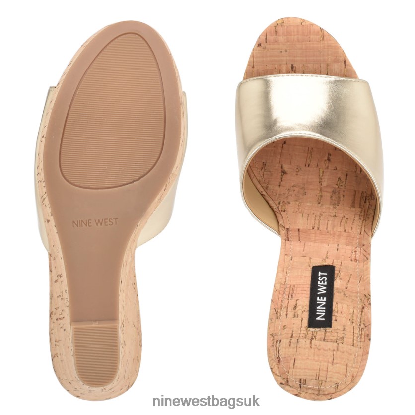 Nine West Herden Wedge Slide Sandals RFX40B195 - Nine West UK Sale Platino