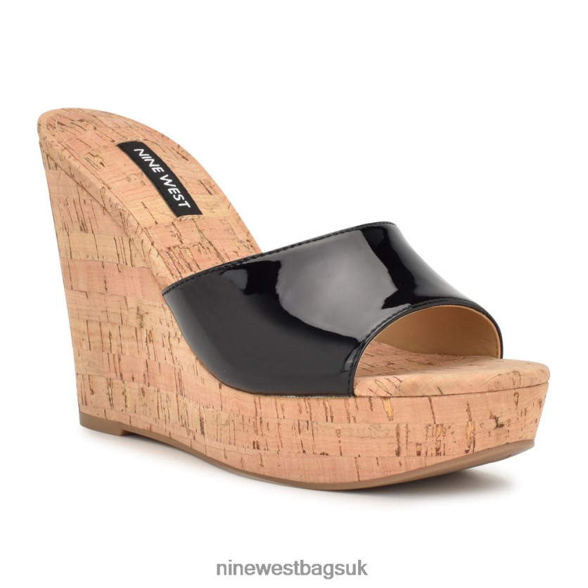 Nine West Herden Wedge Slide Sandals RFX40B197 - Nine West UK Black