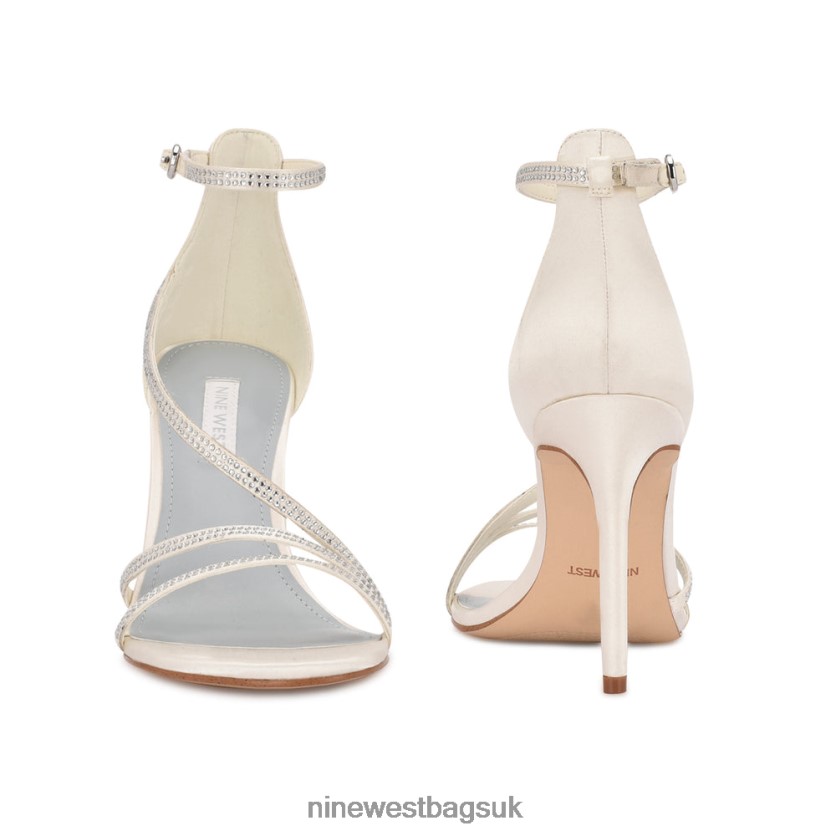 Nine West Irelynn Ankle Strap Heeled Sandals RFX40B464 - Nine West Bags UK White Satin
