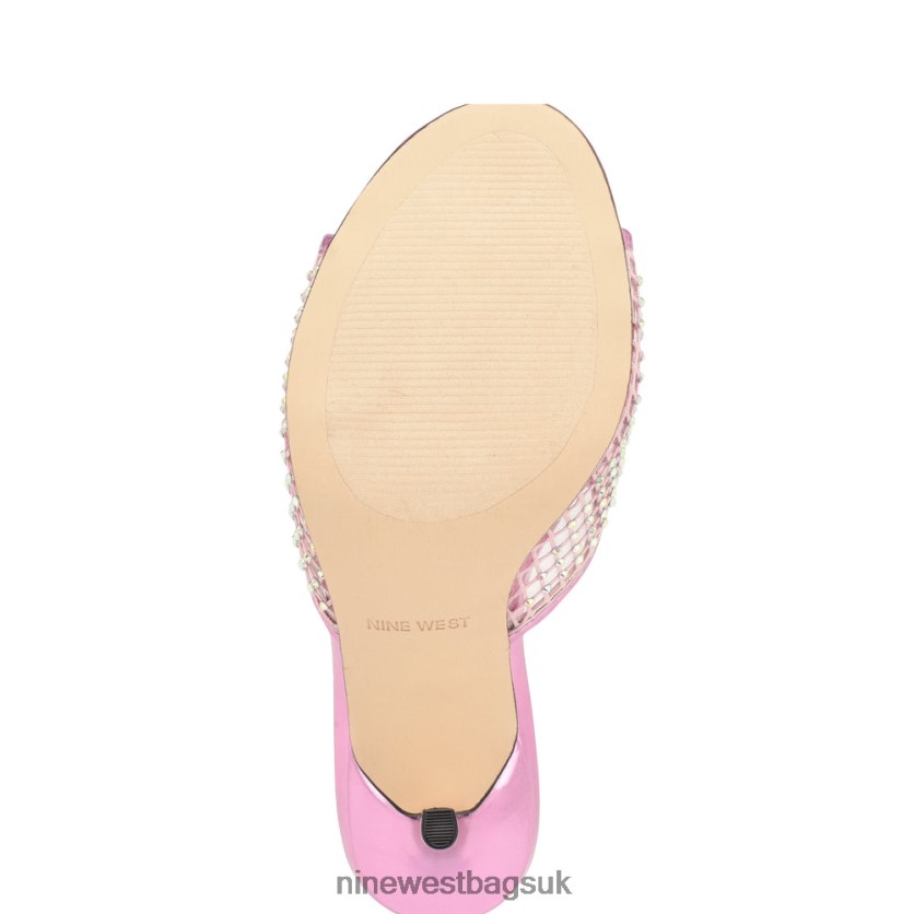 Nine West Iriep Heeled Slide Sandals RFX40B1077 - Nine West UK Pink Metallic Mesh