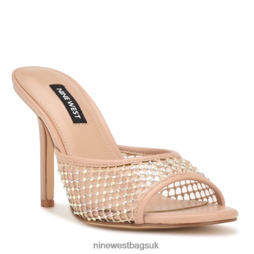 Nine West Iriep Heeled Slide Sandals RFX40B1078 - Nine West Sandals UK Light Natural Mesh