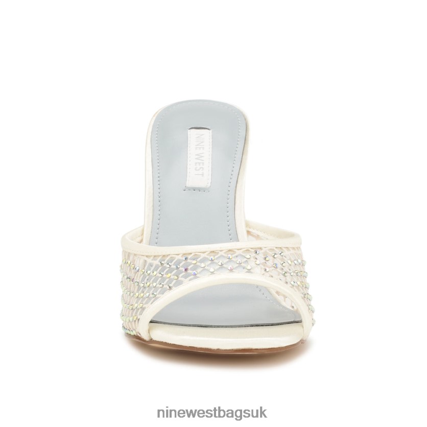 Nine West Iriep Heeled Slide Sandals RFX40B1079 - Nine West UK Sale Ivory Mesh