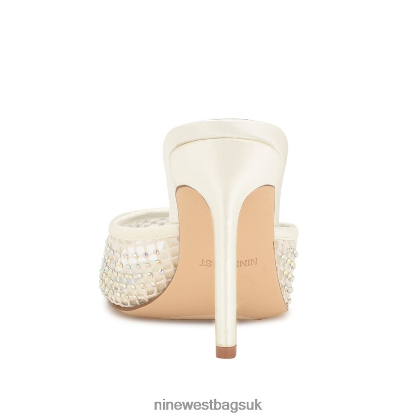 Nine West Iriep Heeled Slide Sandals RFX40B1079 - Nine West UK Sale Ivory Mesh
