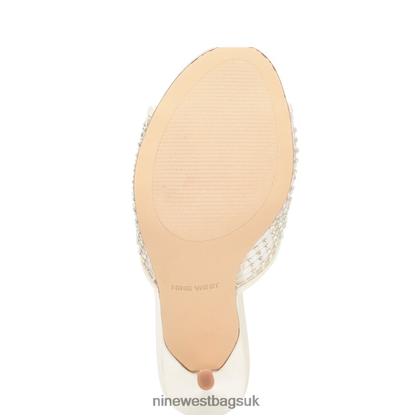 Nine West Iriep Heeled Slide Sandals RFX40B1079 - Nine West UK Sale Ivory Mesh