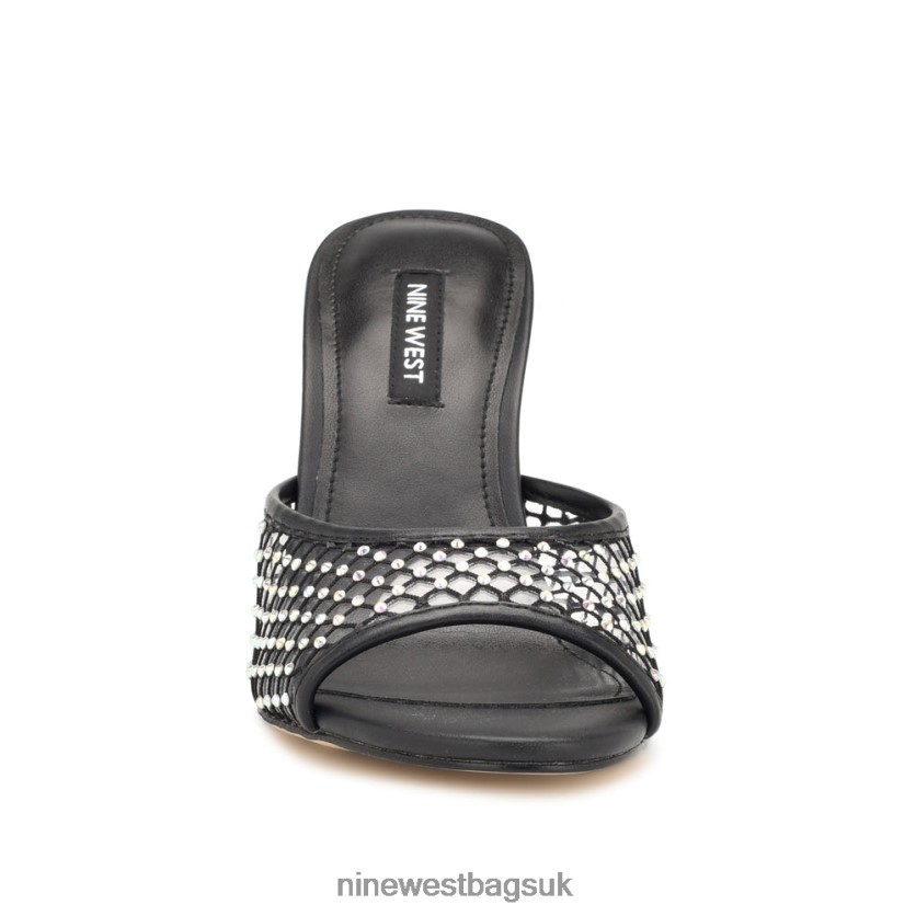 Nine West Iriep Heeled Slide Sandals RFX40B1080 - Nine West Bags UK Black Mesh