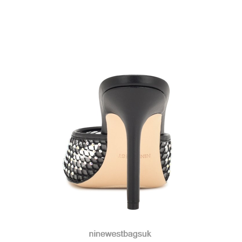 Nine West Iriep Heeled Slide Sandals RFX40B1080 - Nine West Bags UK Black Mesh