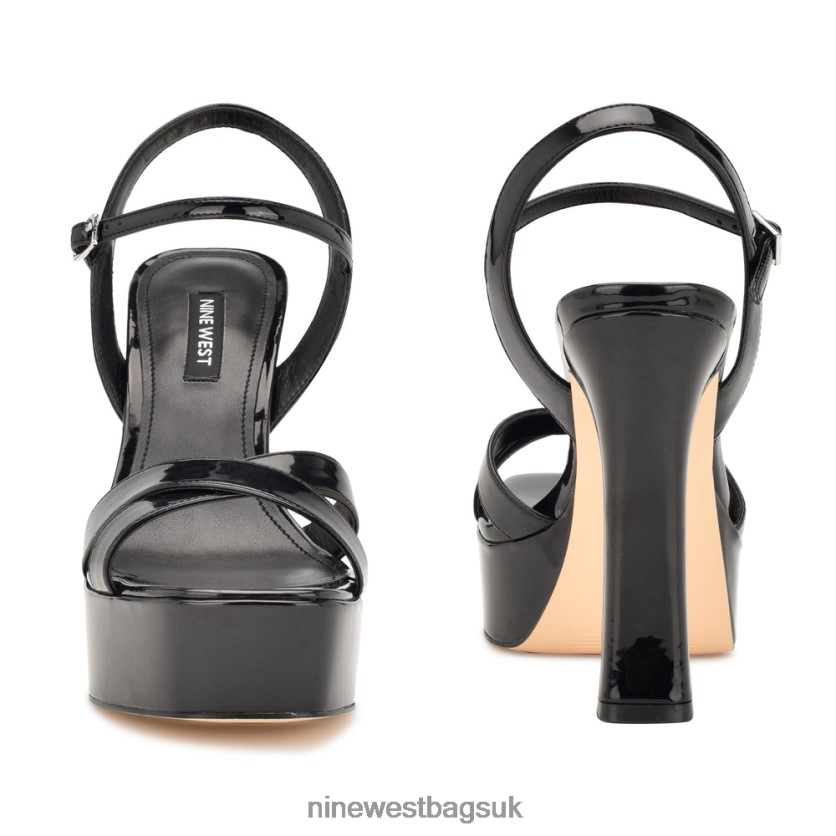 Nine West Iriv Platform Sandals RFX40B298 - Nine West Sandals UK Black Patent