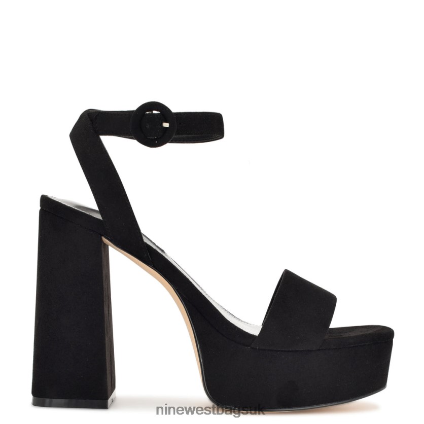 Nine West Jans Platform Sandals RFX40B1759 - Nine West UK Sale Black Suede