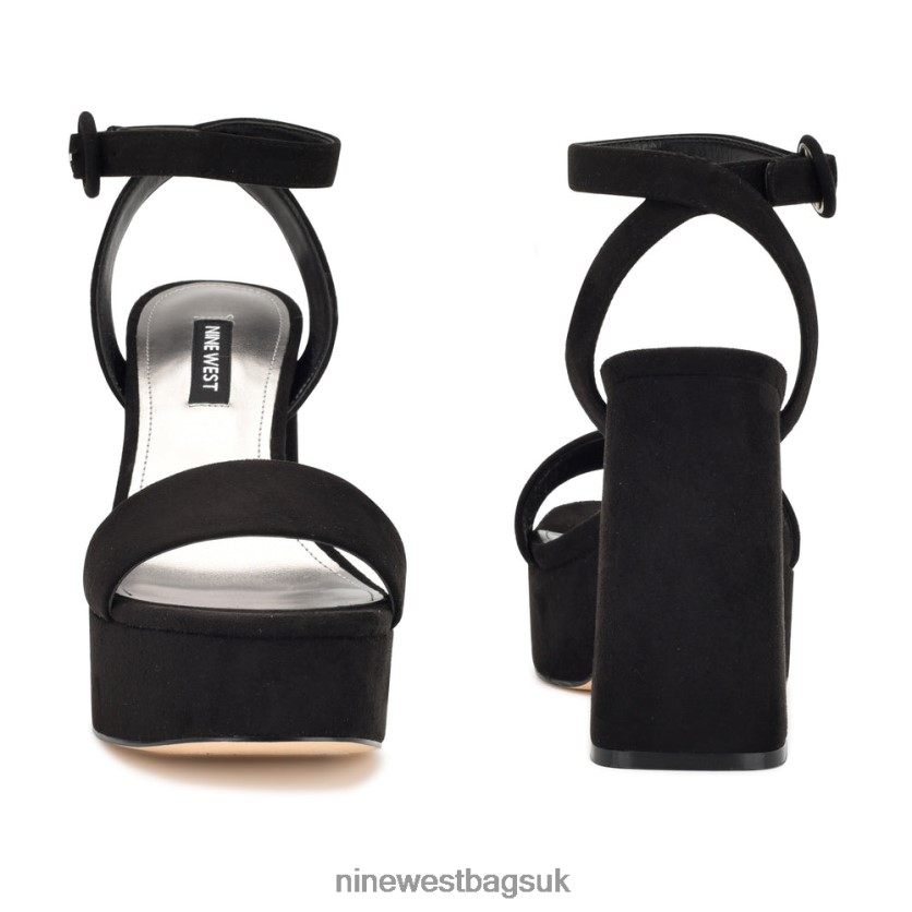 Nine West Jans Platform Sandals RFX40B1759 - Nine West UK Sale Black Suede