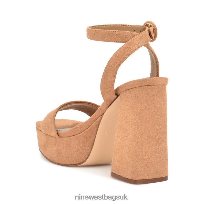 Nine West Jans Platform Sandals RFX40B1762 - Nine West Sandals UK Cognac Suede