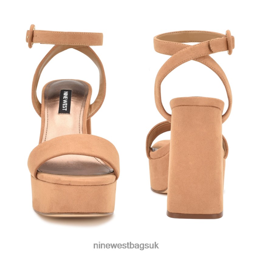 Nine West Jans Platform Sandals RFX40B1762 - Nine West Sandals UK Cognac Suede