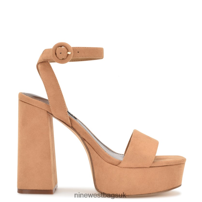 Nine West Jans Platform Sandals RFX40B343 - Nine West UK Sale Cognac Suede
