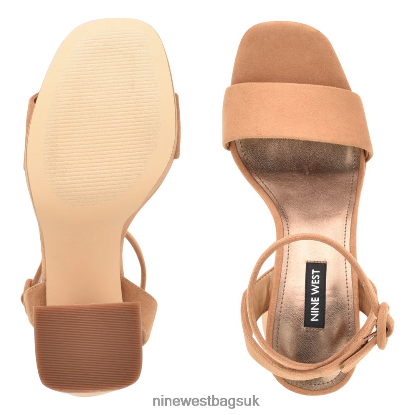 Nine West Jans Platform Sandals RFX40B343 - Nine West UK Sale Cognac Suede