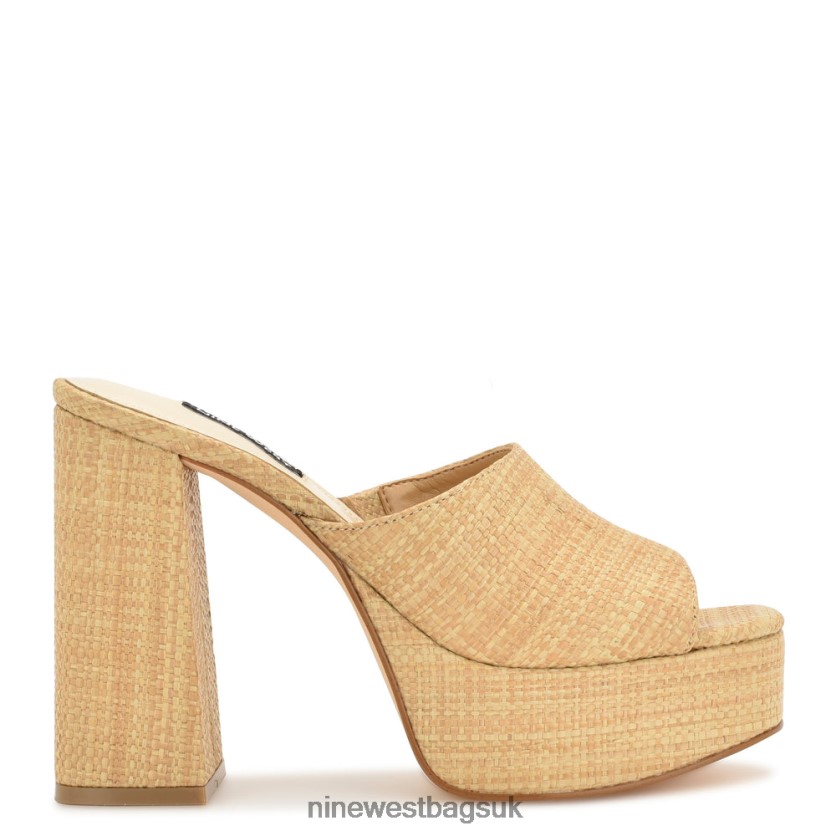 Nine West Jilie Platform Slide Sandals RFX40B255 - Nine West UK Sale Natural Raffia