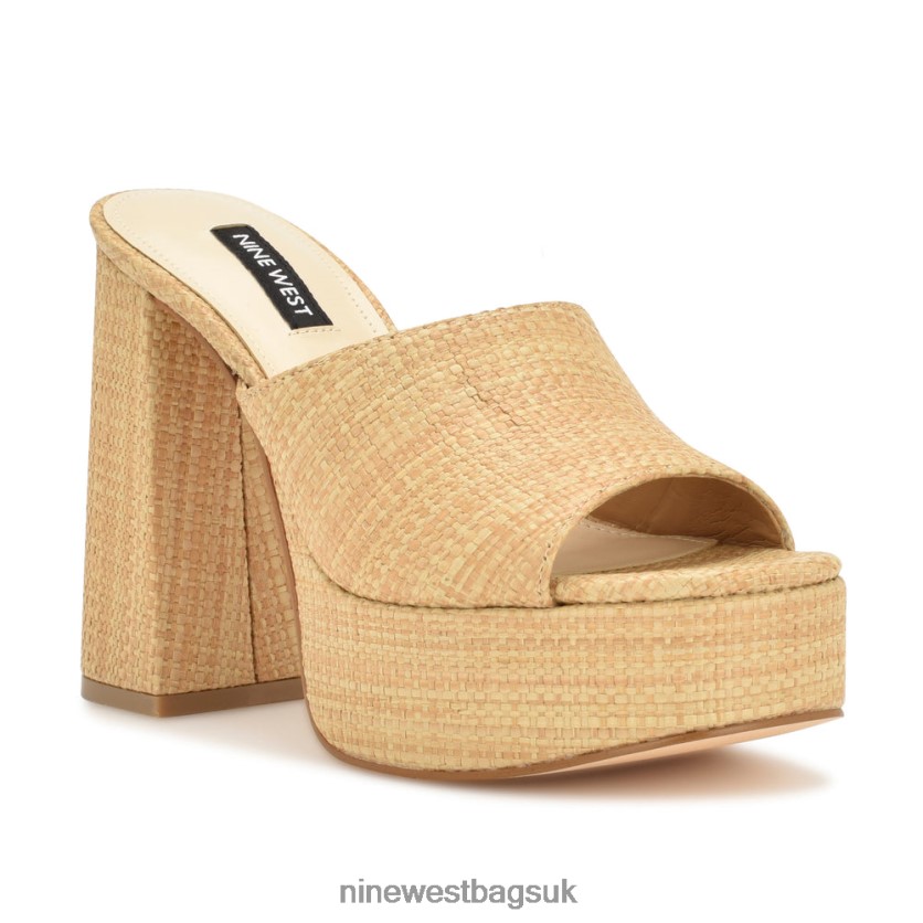 Nine West Jilie Platform Slide Sandals RFX40B255 - Nine West UK Sale Natural Raffia