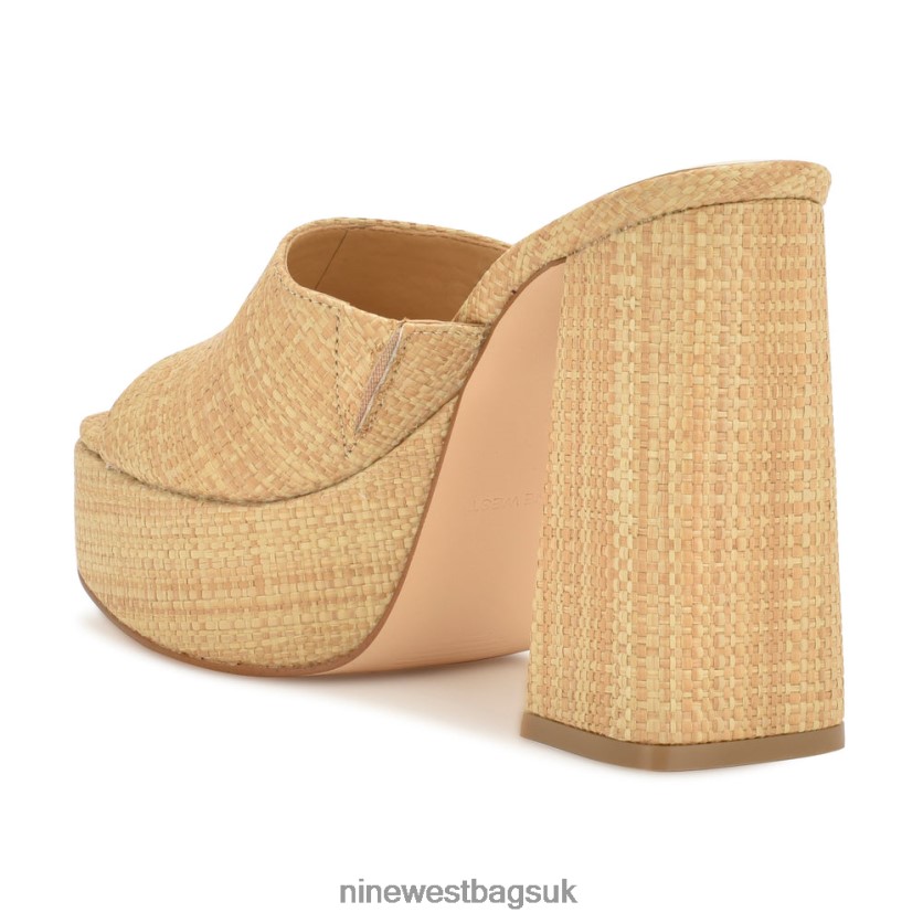 Nine West Jilie Platform Slide Sandals RFX40B255 - Nine West UK Sale Natural Raffia