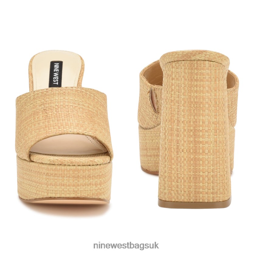 Nine West Jilie Platform Slide Sandals RFX40B255 - Nine West UK Sale Natural Raffia
