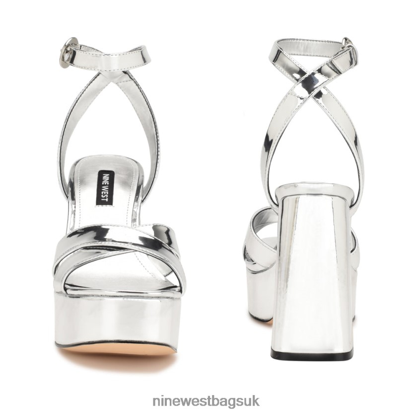 Nine West Joya Platform Sandals RFX40B453 - Nine West UK Silver Mirror Metallic