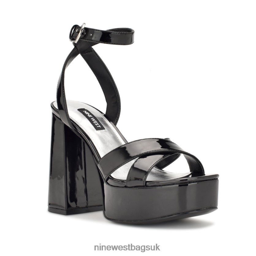 Nine West Joya Platform Sandals RFX40B454 - Nine West Sandals UK Black Patent