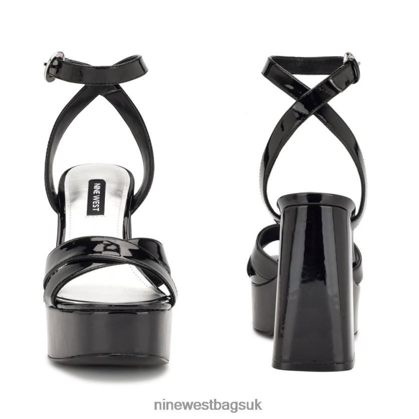 Nine West Joya Platform Sandals RFX40B454 - Nine West Sandals UK Black Patent
