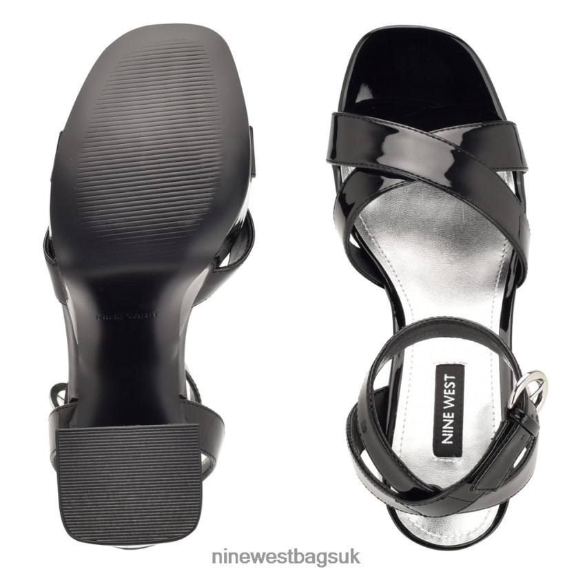 Nine West Joya Platform Sandals RFX40B454 - Nine West Sandals UK Black Patent
