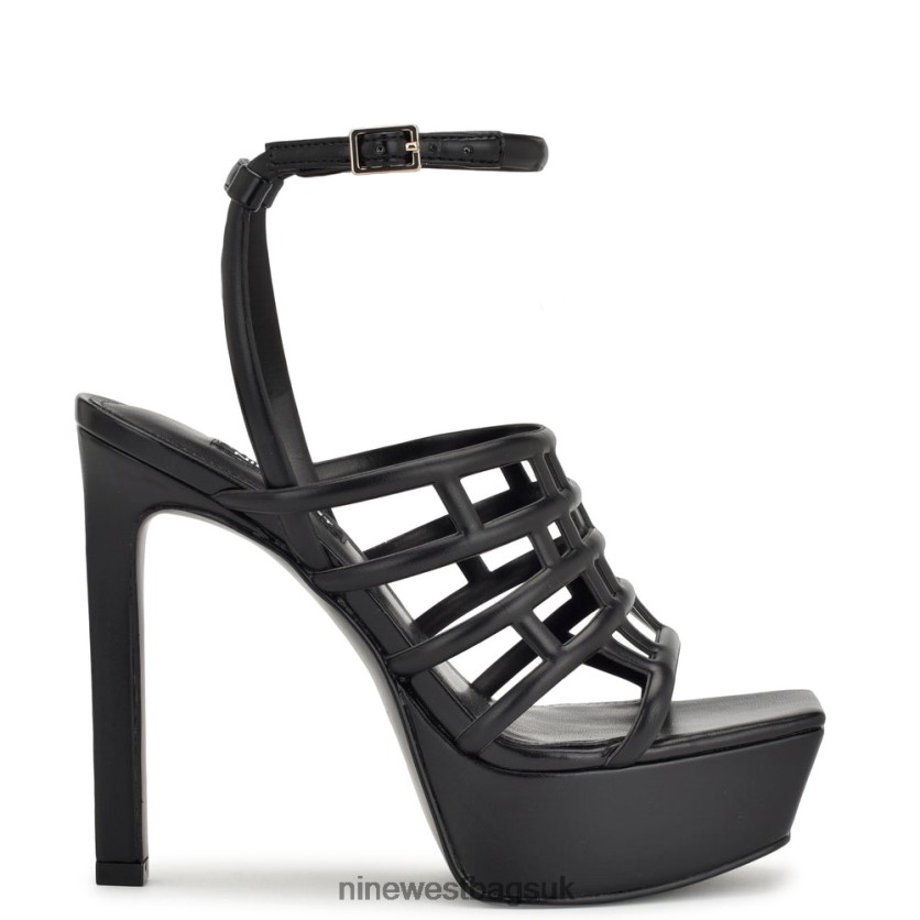 Nine West Kelinda Ankle Strap Platform Sandals RFX40B1747 - Nine West UK Sale Black