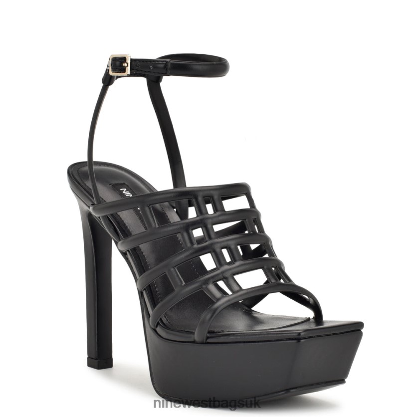 Nine West Kelinda Ankle Strap Platform Sandals RFX40B1747 - Nine West UK Sale Black