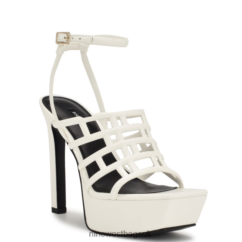 Nine West Kelinda Ankle Strap Platform Sandals RFX40B236 - Nine West Bags UK White