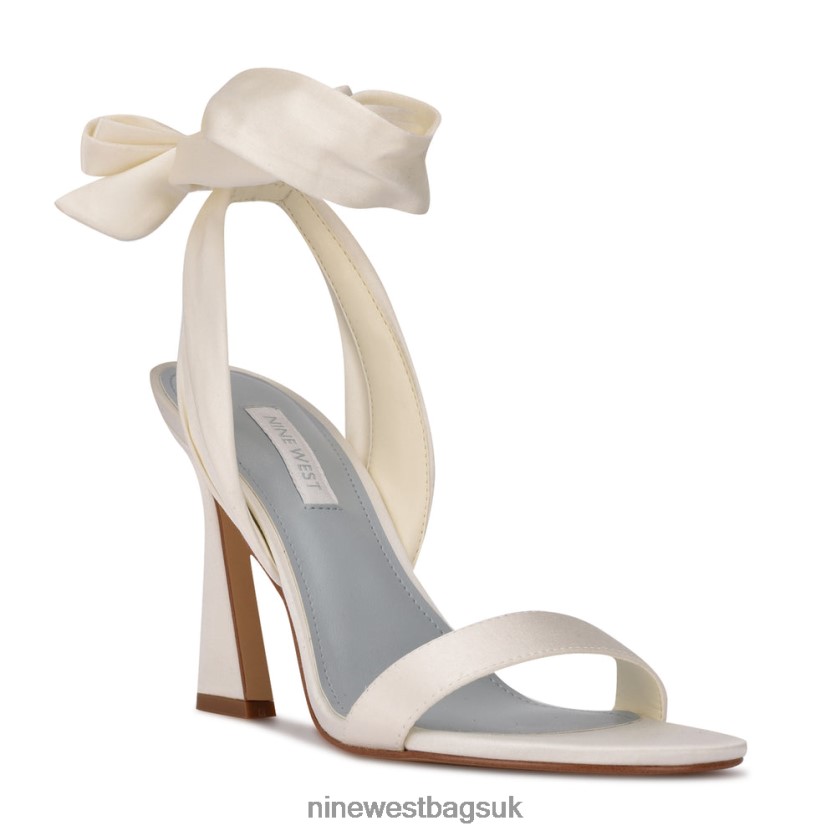 Nine West Kelsie Ankle Wrap Heeled Sandals RFX40B1740 - Nine West Bags UK White Satin