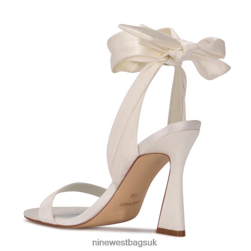 Nine West Kelsie Ankle Wrap Heeled Sandals RFX40B232 - Nine West Bags UK White Satin