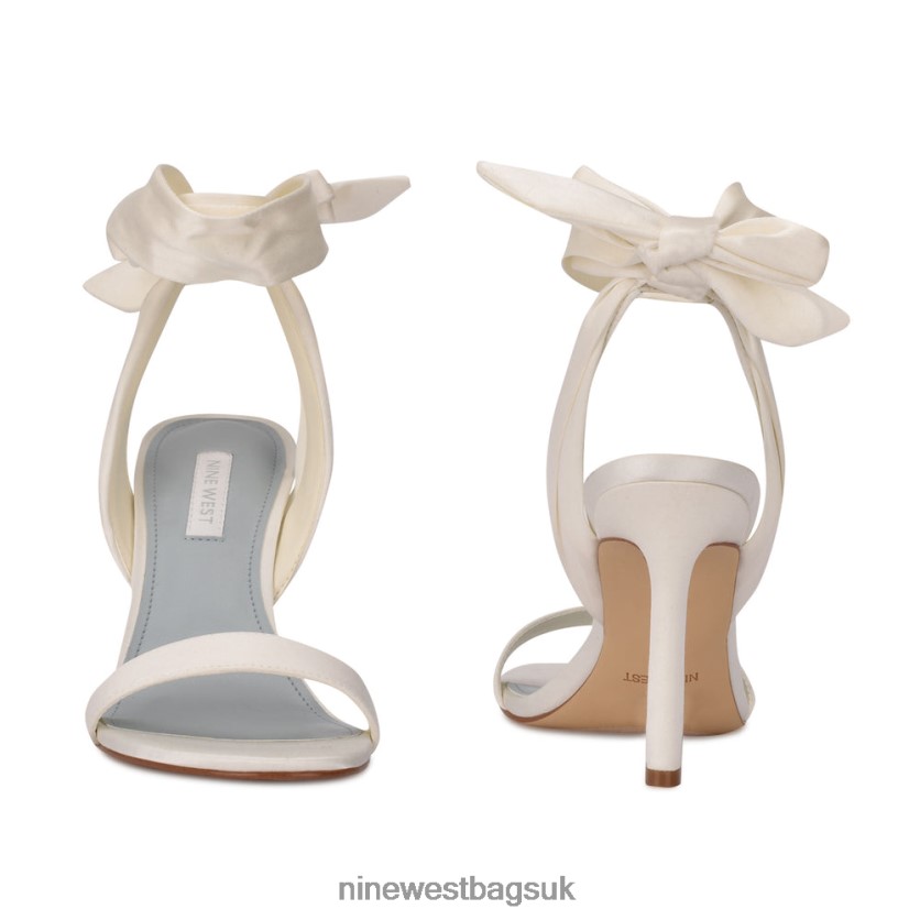Nine West Kelsie Ankle Wrap Heeled Sandals RFX40B232 - Nine West Bags UK White Satin