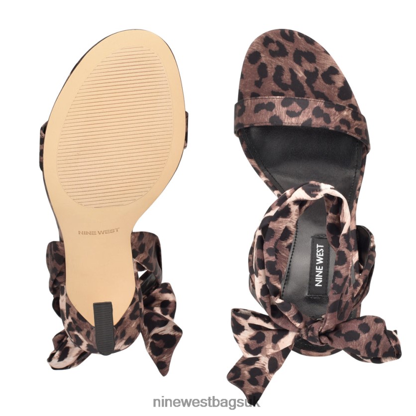 Nine West Kelsie Ankle Wrap Heeled Sandals RFX40B233 - Nine West UK Leopard Satin